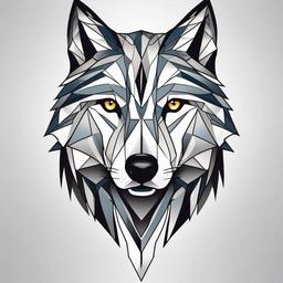 Wolf Geometric Tattoo Design - An artistic and symbolic representation of a wolf in geometric form.  simple color tattoo design,white background