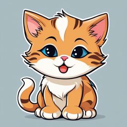 Kitten clipart, A playful kitten in an adorable pose.  simple, 2d flat