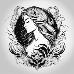 virgo tattoo black and white design 