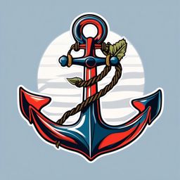 Anchor Sticker - Nautical anchor illustration, ,vector color sticker art,minimal