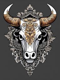 cow skeleton tattoo  simple vector color tattoo