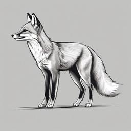 drawing of a swift fox  minimal rough sketch scribbles,doodles,black and white