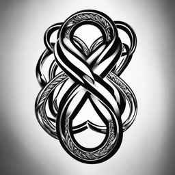 Chain links forming infinity symbol tattoo: Eternal and unbreakable connections.  black white tattoo, white background