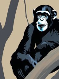 Chimpanzee clipart - Close relative of humans in the wild, ,vector color clipart,minimal