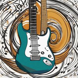 Guitar clipart - guitar with musical notes around it  