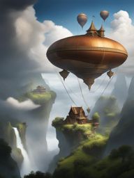 floating island home to airship-riding mages who tame stormy skies. 