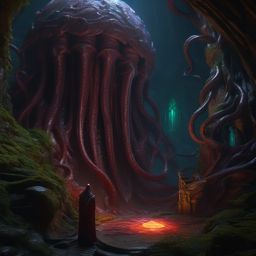 Mind Flayer's Illithid Larva Riddling with a Scholar detailed matte painting, deep color, fantastical, intricate detail, splash screen, complementary colors, fantasy concept art, 8k resolution trending on artstation unreal engine 5