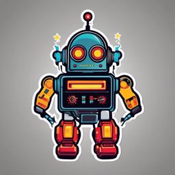 Rockstar Robot sticker- Electric Boogie Circuits, , sticker vector art, minimalist design