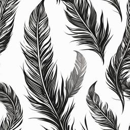 Feather Tattoo Art - Artistic representation of a feather.  simple vector tattoo,minimalist,white background