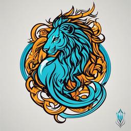 aquarius leo tattoo  simple vector color tattoo