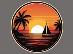 Sunset and Sailboat Emoji Sticker - Sailing into the sunset, , sticker vector art, minimalist design