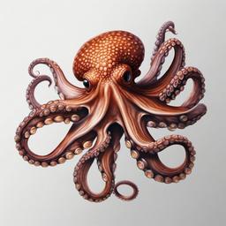 Hyper Realistic Octopus Tattoo - Showcase the incredible details of an octopus with a hyper-realistic tattoo design.  simple vector color tattoo,minimal,white background