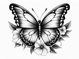 Butterfly and flower tattoo,Creating a harmonious blend of nature-themed tattoos. tattoo design, white background