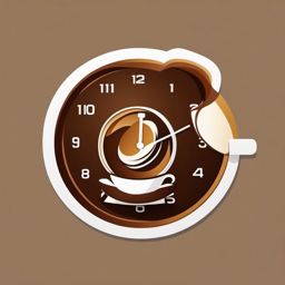 Coffee Break Sticker - Coffee cup with a clock indicating break time, ,vector color sticker art,minimal