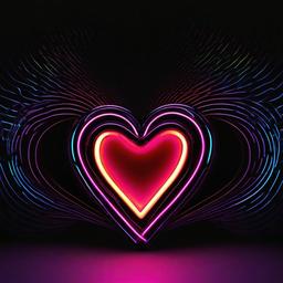 Neon Background Wallpaper - neon heart with black background  