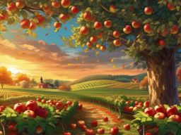 Apple Harvest Orchard in Anime Style Fall Anime Wallpaper intricate details, patterns, wallpaper photo