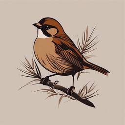 brown sparrow tattoo  minimalist color tattoo, vector