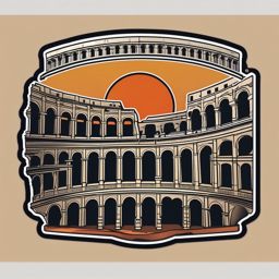 Colosseum sticker- Ancient Roman amphitheater of gladiator battles, , sticker vector art, minimalist design