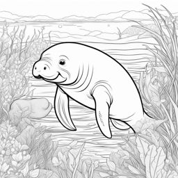 manatees cute animals coloring page 