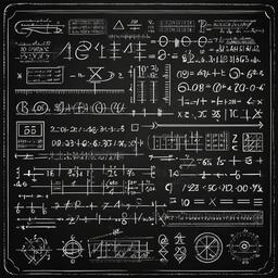 Math clipart - mathematical symbols and equations on a chalkboard  