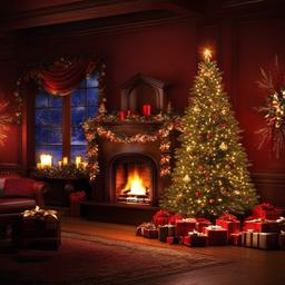 Christmas Background Wallpaper - christmas tree and fireplace background  