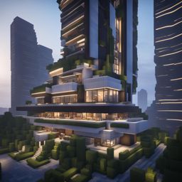 modern skyscraper in a bustling city - minecraft house design ideas 