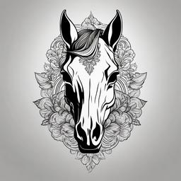 horse skull tattoo  simple tattoo,minimalist,white background