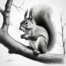 pencil drawing of squirrel  minimal rough sketch scribbles,doodles,black and white