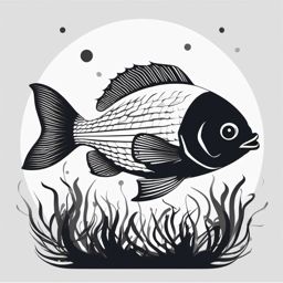 Black and White Clipart Fish,Creating a monochrome aquatic-themed poster with black and white clipart fish  simple, 2d flat