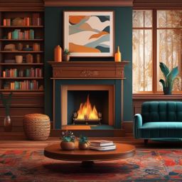 Home Screen Wallpapers - Cozy Home Living Room with Fireplace wallpaper, abstract art style, patterns, intricate