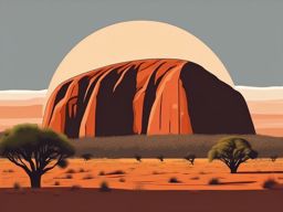 Uluru sticker- Sacred sandstone monolith in Australia's Outback, , sticker vector art, minimalist design