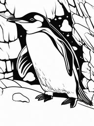 Penguin Coloring Pages - Penguin peeking out from a snow cave  simple coloring pages