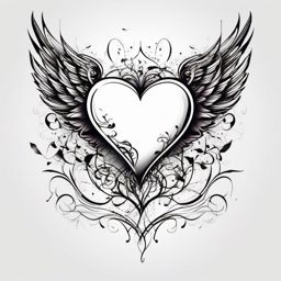 Heart with wings tattoo, Heart taking flight with wings, symbolizing the freedom and limitless potential of love. , tattoo color art, clean white background