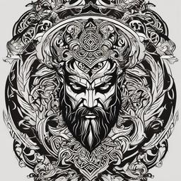 Baldur Tattoo God of War-Bold and dynamic tattoo featuring Baldur, a god from Norse mythology associated with beauty, love, and happiness.  simple color vector tattoo