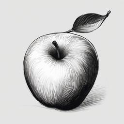 drawing of a ripe apple  minimal rough sketch scribbles,doodles,black and white