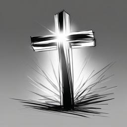 drawing of a cross with a beam of light  minimal rough sketch scribbles,doodles,black and white