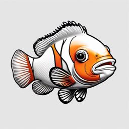Clownfish Tattoo,a charming tattoo featuring the endearing clownfish, symbol of courage and resilience. , tattoo design, white clean background