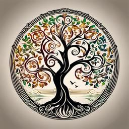 tree of life symbol tattoo  simple vector color tattoo