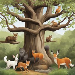 tree clipart,providing shelter to woodland creatures 