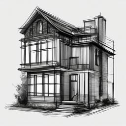 sketch of your house  minimal rough sketch scribbles,doodles,black and white