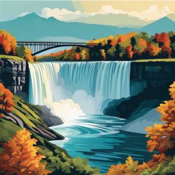 Niagara Falls clipart - Majestic waterfall at the US-Canada border, ,color clipart vector style