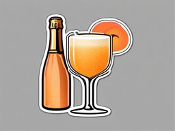 Peach Bellini Bliss sticker- Prosecco and peach purée unite in a flute, offering a bubbly and peachy celebration., , color sticker vector art