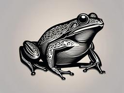 Black Frog Tattoo-Bold and dynamic tattoo featuring a black frog, capturing the beauty and elegance of these amphibious creatures.  simple color vector tattoo