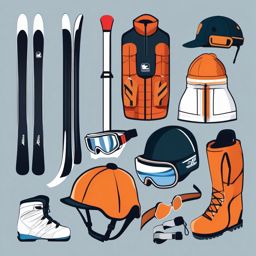 Winter Sports Gear clipart - Collection of winter sports gear, ,vector color clipart,minimal