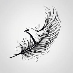 Dove and Feather Tattoo - Combination of a dove and feather.  simple vector tattoo,minimalist,white background