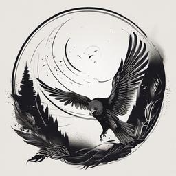 Icarus Fall Tattoo - Capture the poetic descent with minimalist ink.  minimalist color tattoo, vector