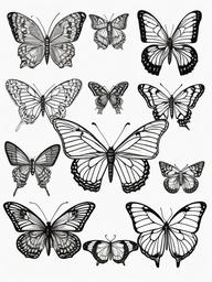 Vintage Butterfly Coloring Pages - Classic Illustrations of Butterflies  minimal black outline printable sheet, coloring page