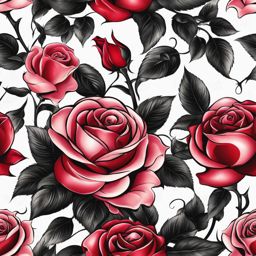 Rose and tattoo, Expressing love and passion with tattoos that incorporate roses.  color, tattoo patterns, white clean background