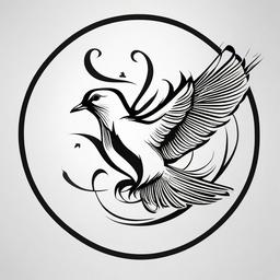 Dove Flying Tattoo-Symbolic and elegant tattoo featuring a dove in flight, capturing themes of freedom and grace.  simple color tattoo,white background