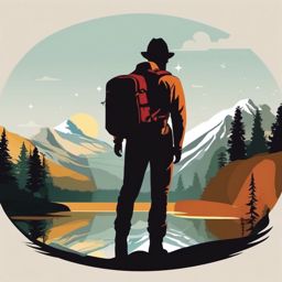 Hiker's Moment of Reflection clipart - Reflecting on the journey, ,vector color clipart,minimal